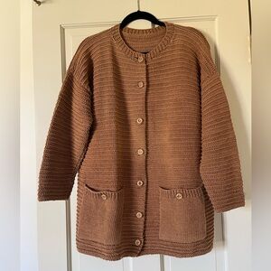 Unbranded Women’s Hand Knit Burnt Orange Button Down Cardigan Size L? Boho